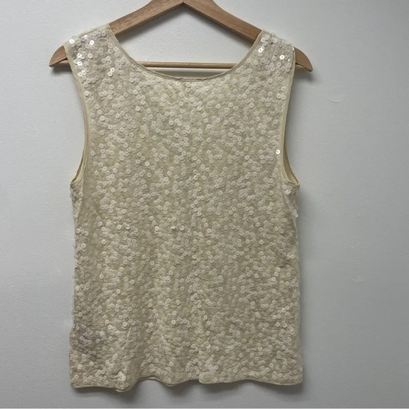 J. Crew sparkly sequined cream off white blouse tank top, size small. Sequins - Picture 13 of 13
